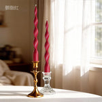 bougies spirales bleu rose vert noir cire paraffine support métallique moderne sans fumée longue