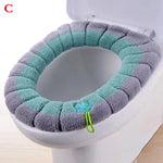 couvre siège toilette violet bleu gris rayures horizontales doux confortable fixé ruban noir lavable