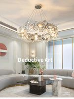 lustre moderne transparent argenté facettes salon chambre élégant pendentif toucher interrupteur