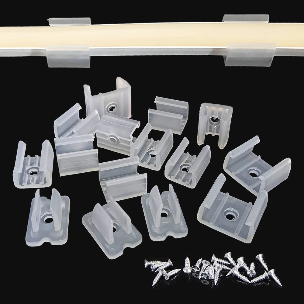 clips fixation ruban led transparent vis support bande lumineuse néon flexible blanc