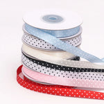 ruban polyester largeur 10mm pois blancs noir blanc rouge bleu clair unique opacité décoration