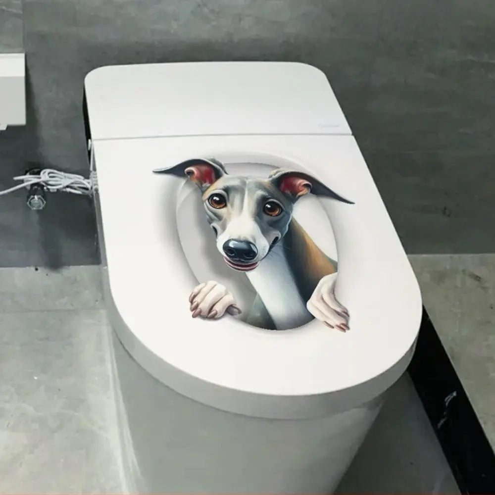stickers decoratifs toilette animaux 3d realistes blanc gris beige opaques diverse options variante
