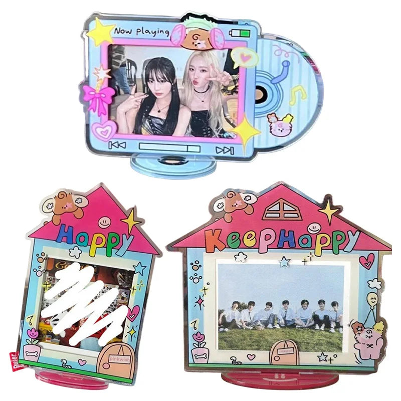 cadre photo transparent kpop coeurs papillons now playing angel puppy mignon rétro