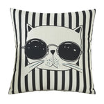 housse coussin carré géométrique chat animé coton lin moderne salon chambre voiture