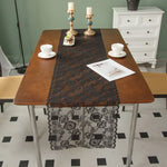 table dinette chemin table dentelle fleur motif floral transparent vintage polyester noir
