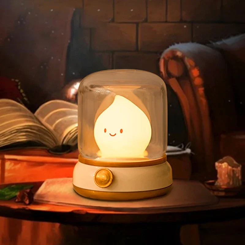 veilleuse table led rechargeable usb verte souriante vintageclair doré chambre enfant