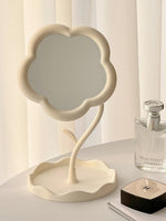 miroir table moderne rose clair jaune pâle blanc forme fleur brillant minimaliste portable chambre