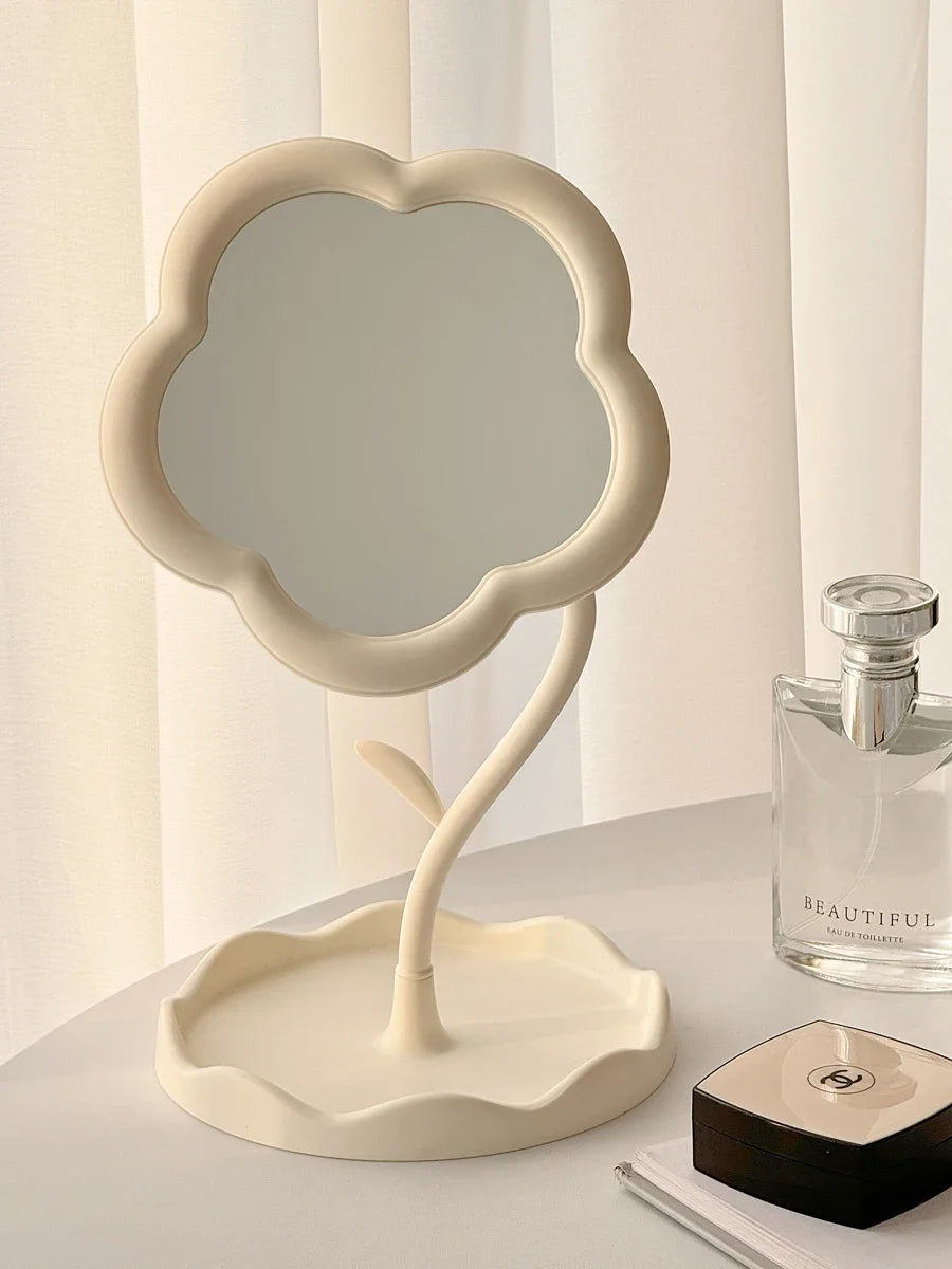 miroir table moderne rose clair jaune pâle blanc forme fleur brillant minimaliste portable chambre