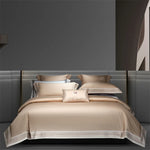 ensemble literie bleu clair broderies moderne 100 coton ultra doux king queen size