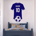 sticker mural sportif maillot football ballon nom numéro noir bleu vert gris adhésif chambre