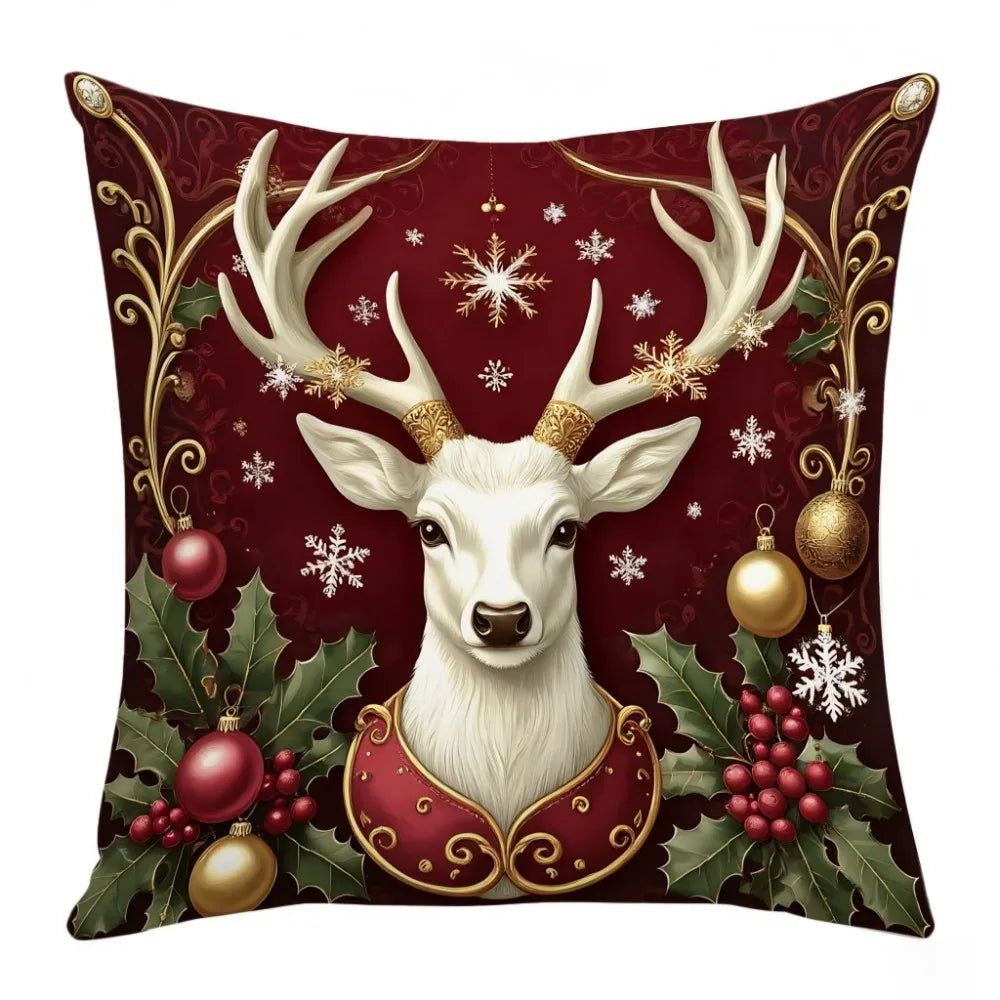 coussin décoratif noël carreaux rouge blanc flocon neige bonhomme neige guirlande sapin 45cm 45cm