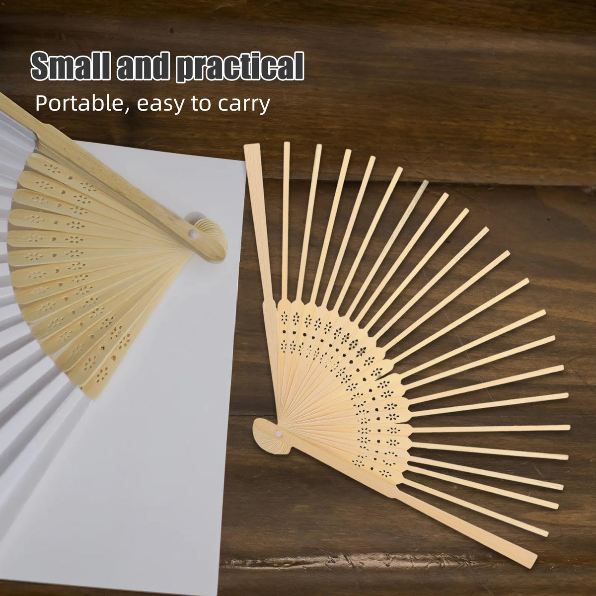 ventilateurs pliants bois diy noir beige classique ajourés clips métalliques crafting mariage fournitures