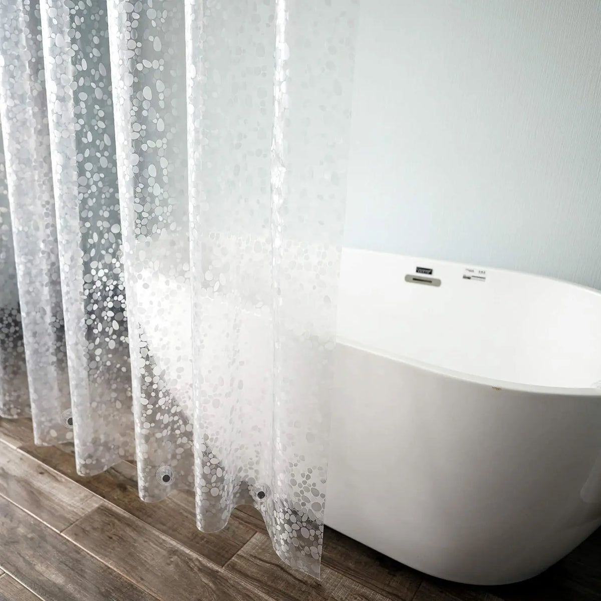rideau douche transparent motif argenté moderne 12 crochets aimants lestés