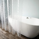 rideau douche transparent motif argenté moderne 12 crochets aimants lestés