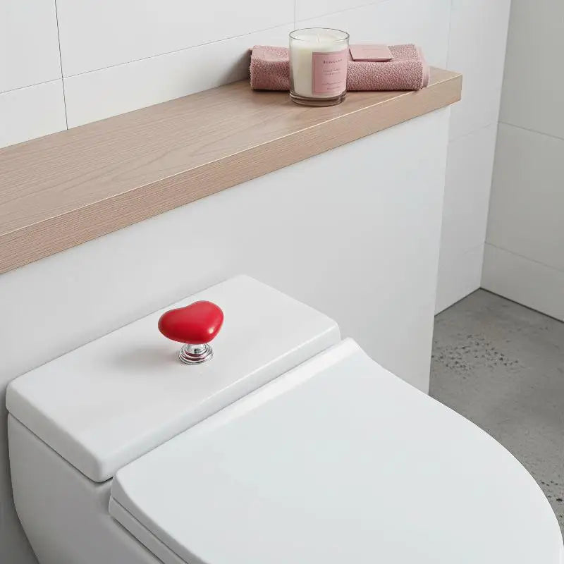 bouton toilette forme cœur rouge blanc jaune rose moderne salle bain adhésif fixe plaque