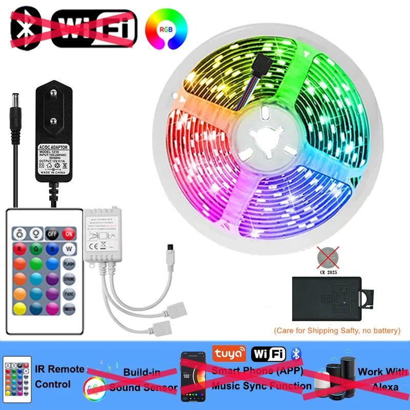 ruban led multicolore moderne télécommande 30m adhésif led rgb 12v non étanche