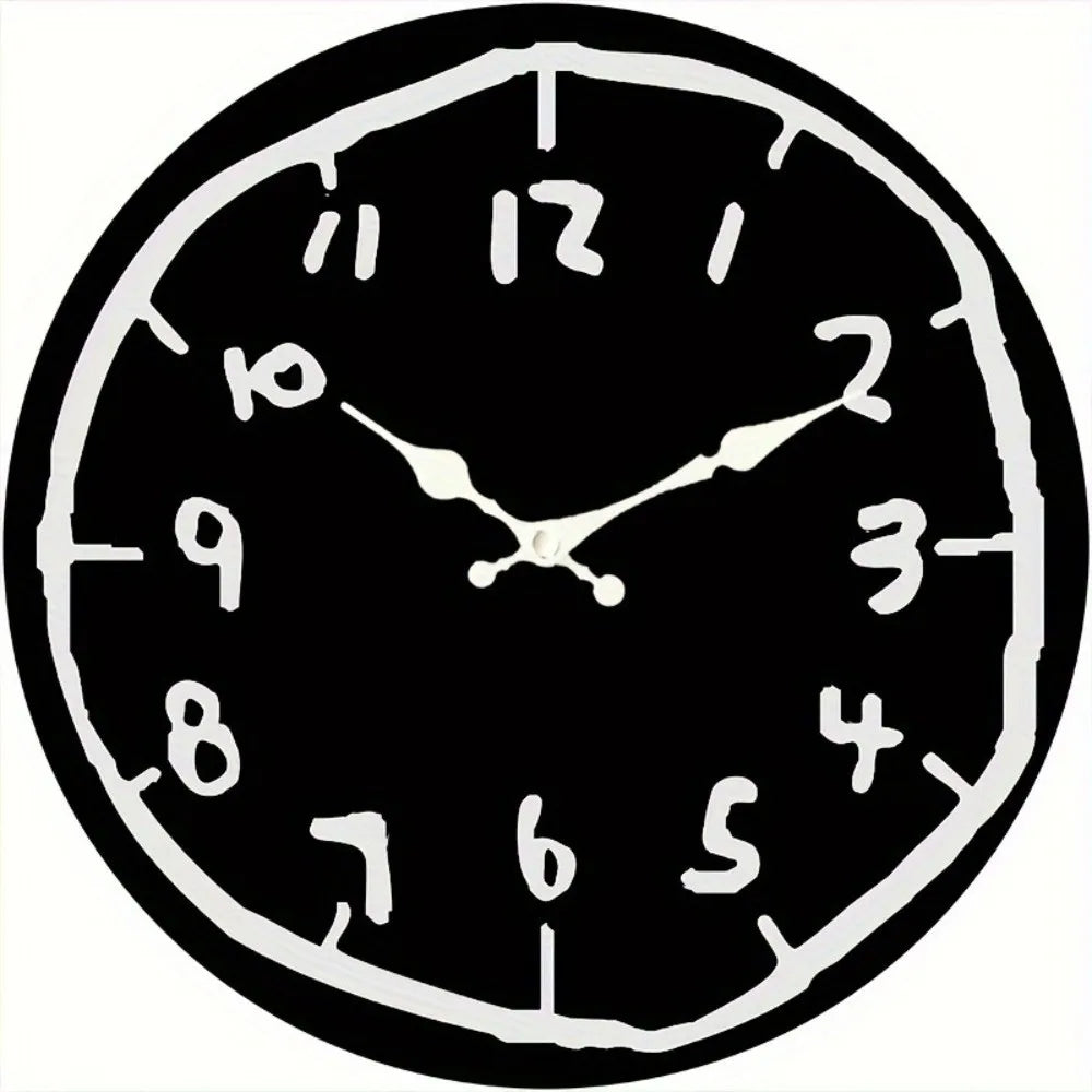horloge murale numérique 30cm dessins animés minimaliste couleur noire blanche rouge