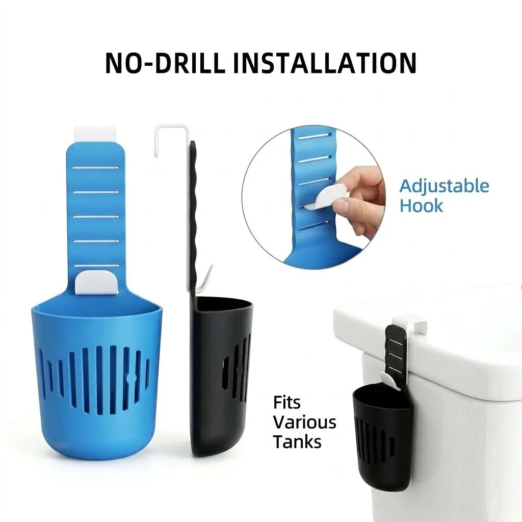 brosse toilette bleu noir crochets ajustables texture lisse moderne pratique