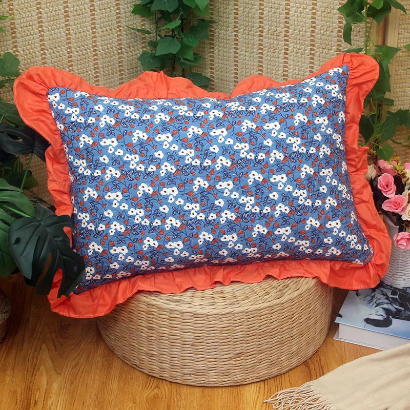 taies d'oreiller coton motif floral blanc vintage animaux campagnard imprimées douces qualitative