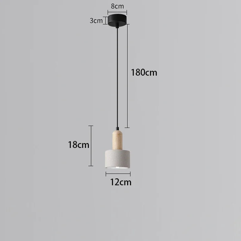 lampe suspendue moderne minimaliste gris clair blanc ampoule led texture béton fixations câble noir