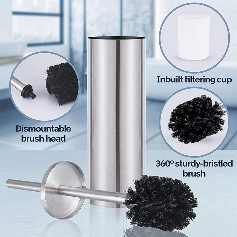 brosse wc inox fixe mur sol moderne chrome blanc or brushed gold