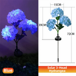 fleurs artificielles lumineuses hortensia bleu rose violet feuilles vertes moderne décoration extérieure panneau solaire