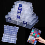 boîtes rangement transparentes modernes 28 cases poignées sécurisées diverse couleur
