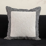 coussin brodé géométrique moderne beige noir amovible lavable