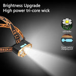 lampe frontale rechargeable led orange bande ajustable mode emergency camping