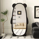 miroir mural moderne panda bois finition noir brun chambre coucher