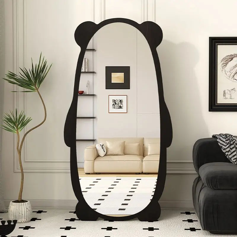 miroir mural moderne panda bois finition noir brun chambre coucher