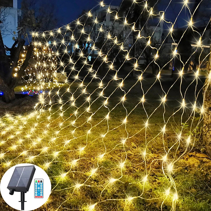 filet lumineux blanc chaud led solaire ip65 moderne autoinstallation extérieur vacances télécommande