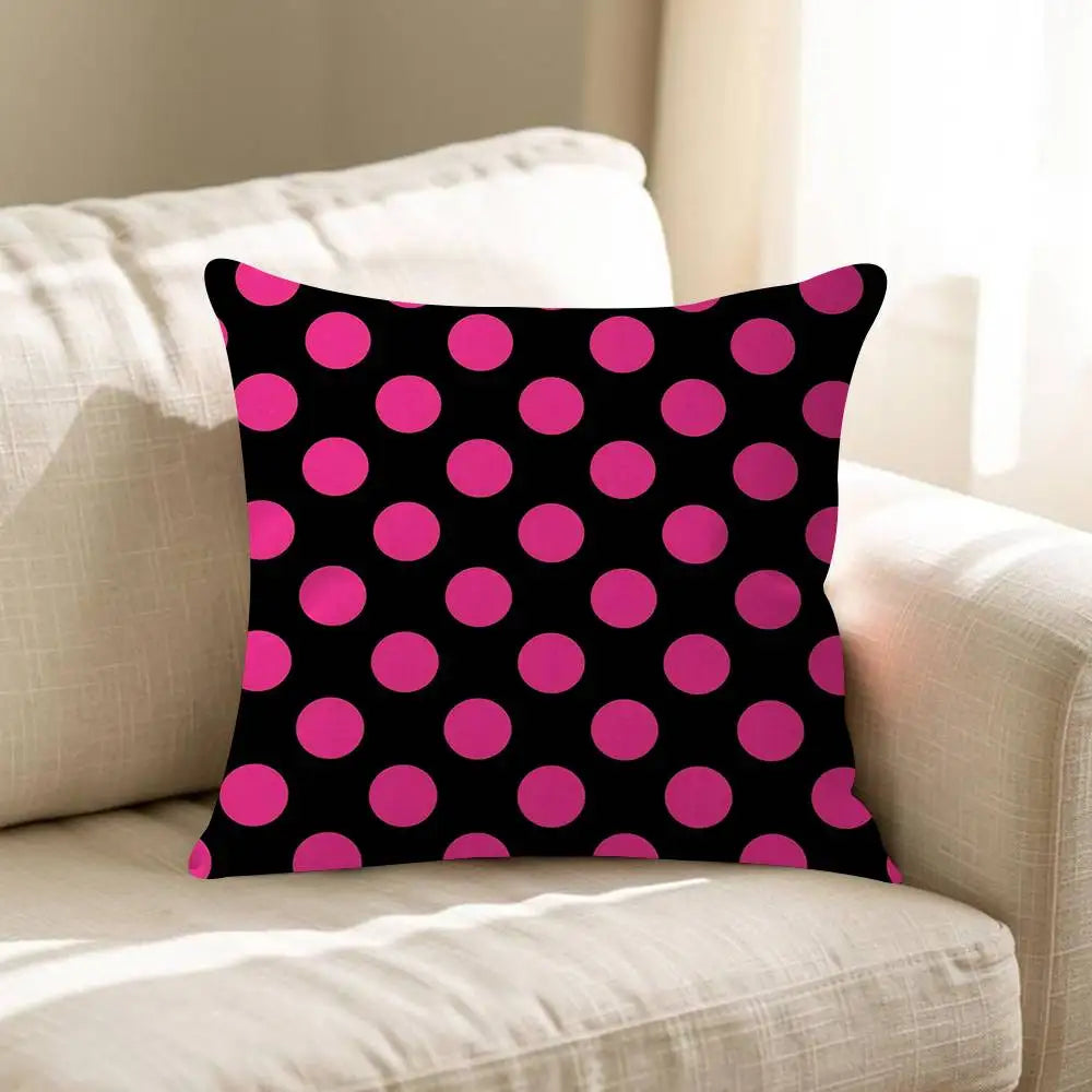 housse coussin carré motif pois animal compagnie moderne polyester coton noir blanc chambre lit