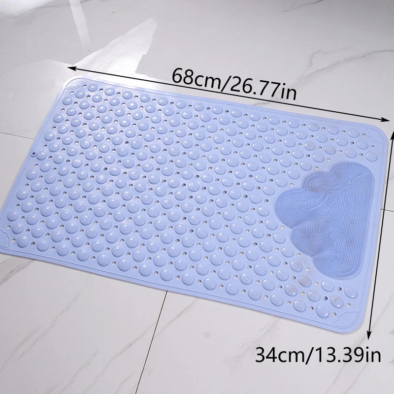tapis bain antidérapant microfibre gris bleu clair nuage texturé moderne minimaliste douche salle bain