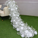 guirlande florale artificielle rose blanche décoration mariage anniversaire extérieur classique 200cm 35cm
