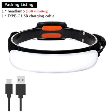 lampe frontale led rechargeable batterie 5000mah usb portable angle large noir jaune