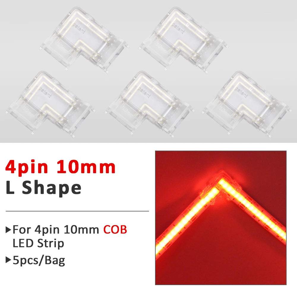 connecteurs ruban led cob smd transparent modernes adhésifs 5mm 8mm 10mm(rgb cct)