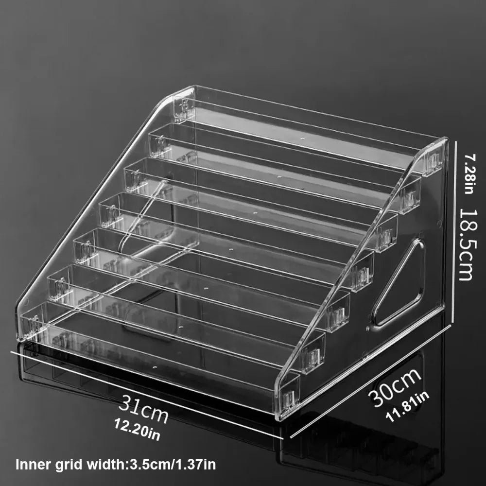 rangements cosmétiques transparents multi niveaux acrylique vernis parfums modernes épurés maison salon.storage.display.racks