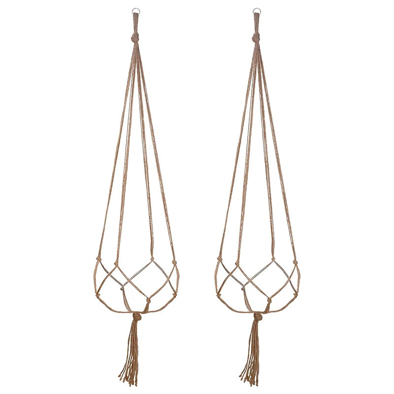 support plante suspendue macramé boho fibre végétale beige blanc noir artisanal