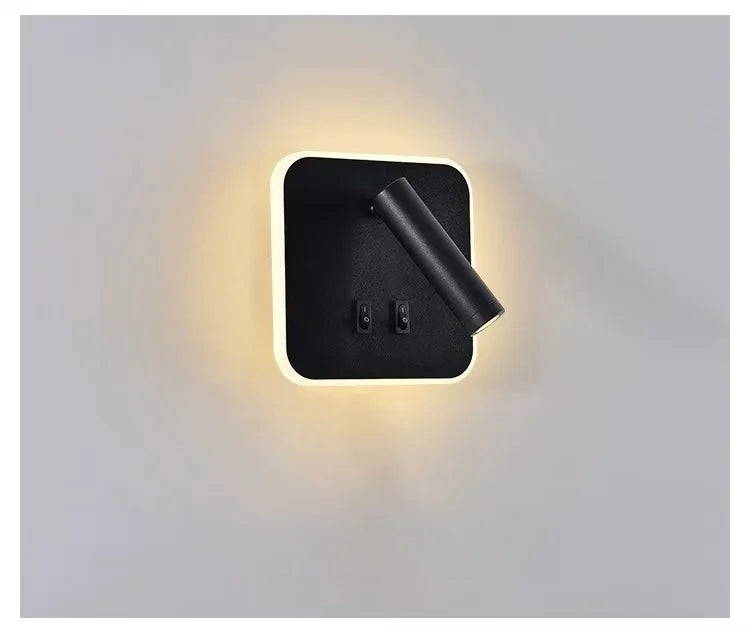 lampe murale led lecture chevet moderne rotative protection oculaire blanc noir aluminium fixation adhésive