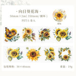 ruban decoratif floral vintage adhesif jaune orange rose violet vert blanc tournesols roses motifs