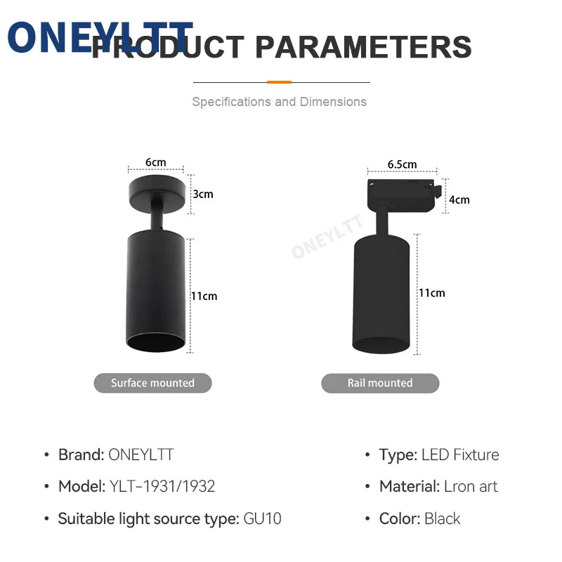 Spot LED moderne or blanc noir ampoule gu10 murale surface fixations vis