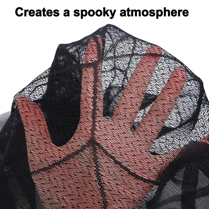 rideau halloween toile d'araignée chauve souris noir polyester fenetre cuisine decoration horreur