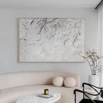 tableau abstrait moderne peinture toile blanche gris noir lignes horizontales sans cadre