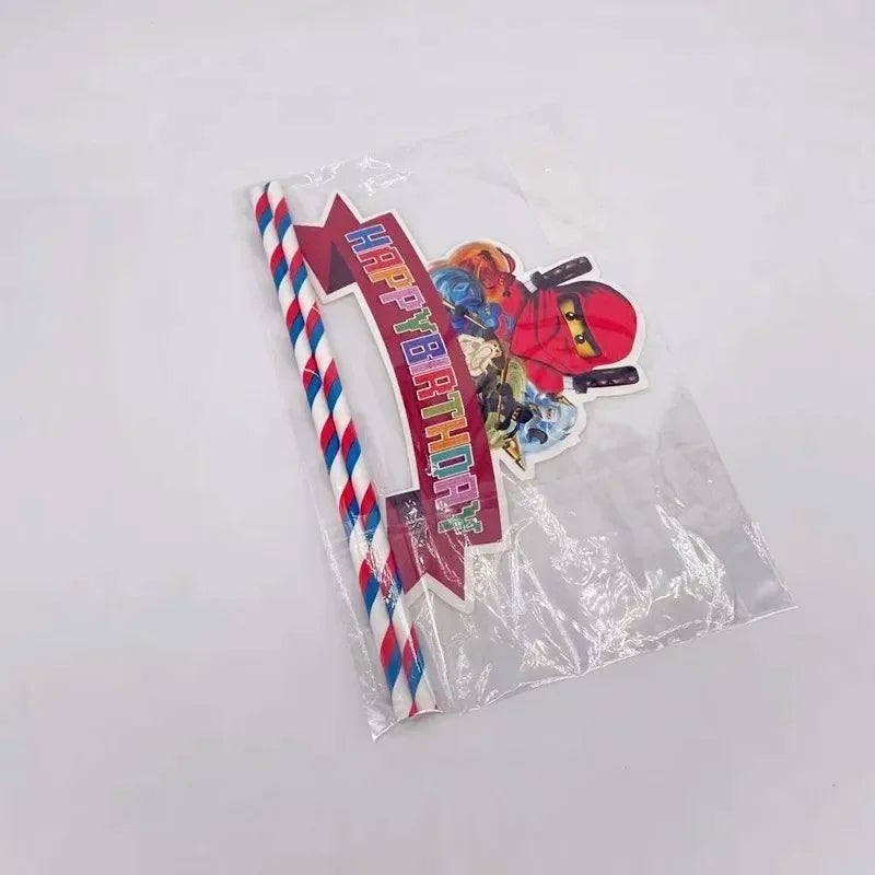décoration gâteau anniversaire ninja happy birthday banderole clips couleurs vives enfants fête