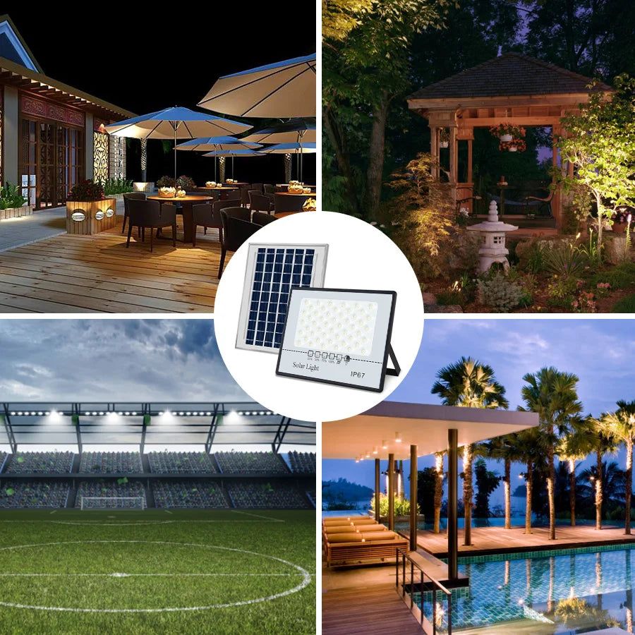 projecteur led solaire ip67 moderne 128leds 6000mah extérieur jardin blanc