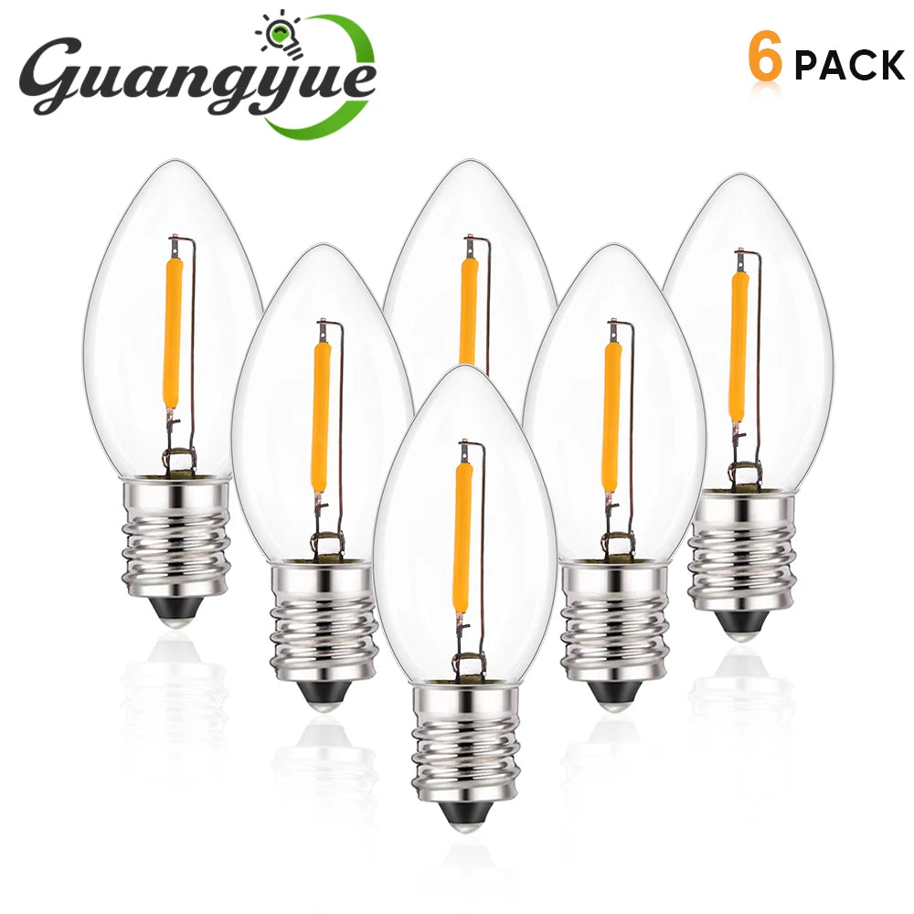 ampoule led filament doré 2700k blanc chaud e14 220v 0.5w transparent moderne 25000h