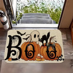 tapis halloween citrouilles boo chauves souris squelette polyester antidérapant moderne orange noir blanc