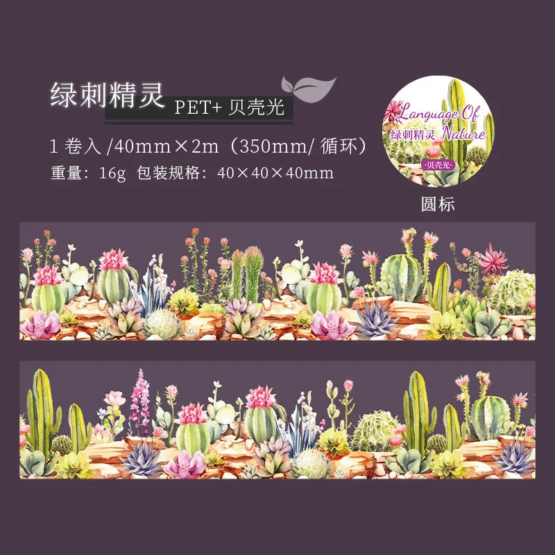 ruban washi multicolore fleurs cactus moderne journal scrapbooking projet diy planner cartes adhésif