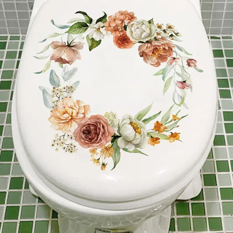 cache siège toilette blanc fleurs pivoines clips réaliste minimaliste moderne